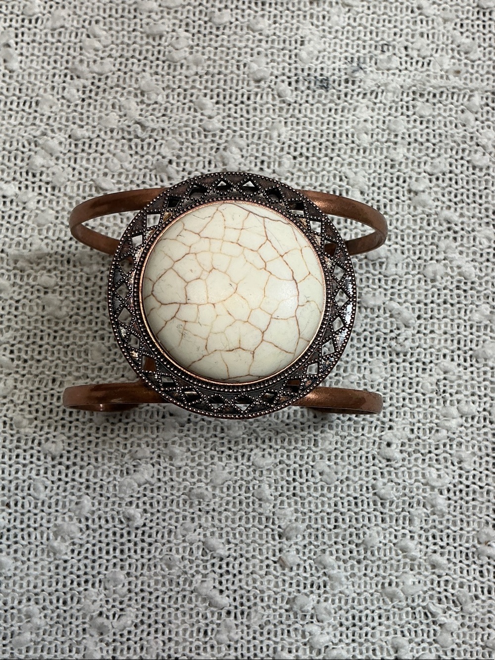 Paparazzi Bracelet - Rodeo Rage - White Stone Copper Cuff Bracelet